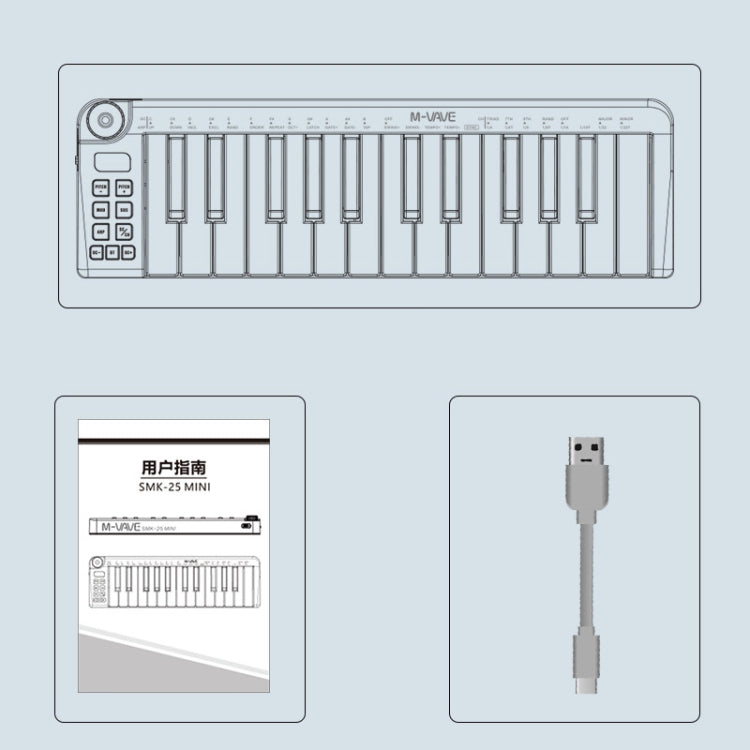 M-VAVE SKM-25MINI Digital Electronic Piano 25 Key Musical Instrument MIDI Keyboard Controller