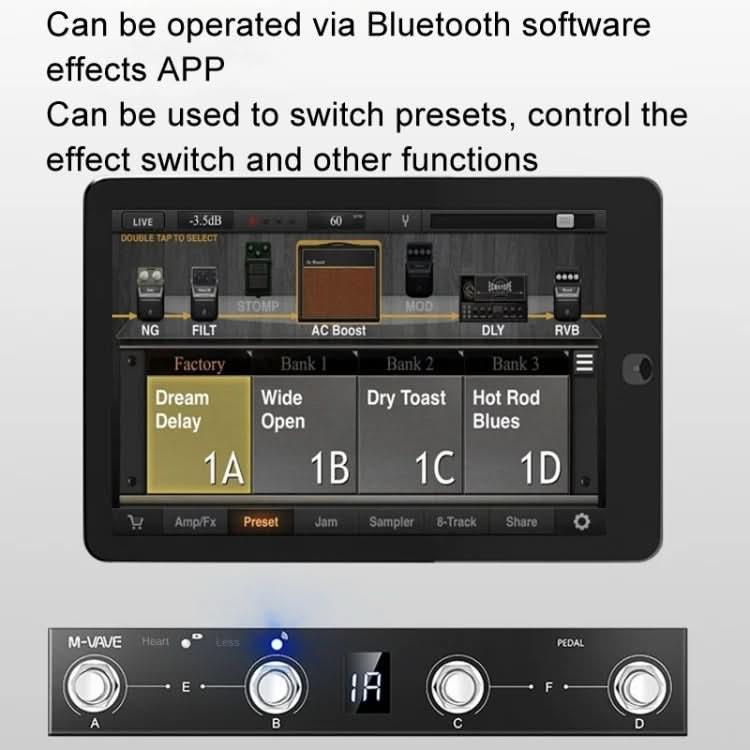 M-VAVE MIDI Bluetooth Controller MIDI Pedal Page Turner Multifunctional Musical Instrument Accessories Reluova