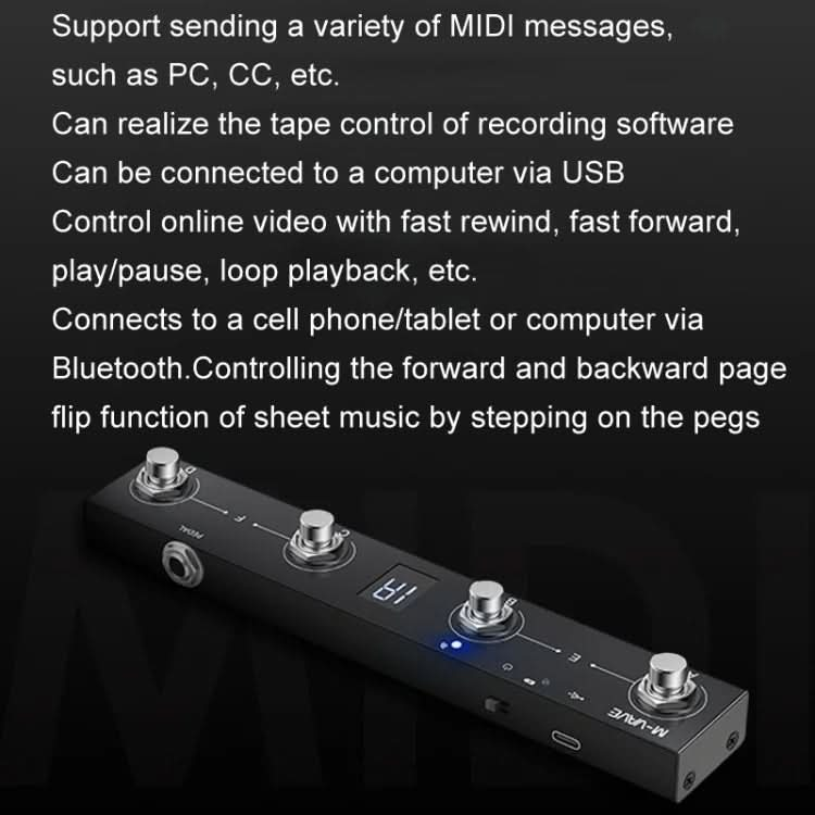 M-VAVE MIDI Bluetooth Controller MIDI Pedal Page Turner Multifunctional Musical Instrument Accessories Reluova