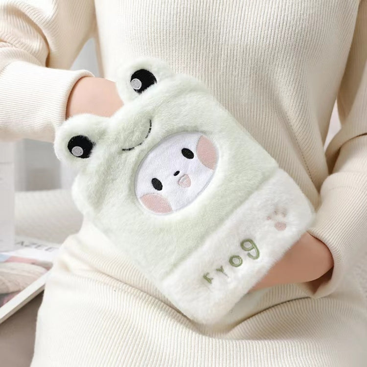 1L Hot Water Bag Dual Hands Plush Cute Hand Warmer