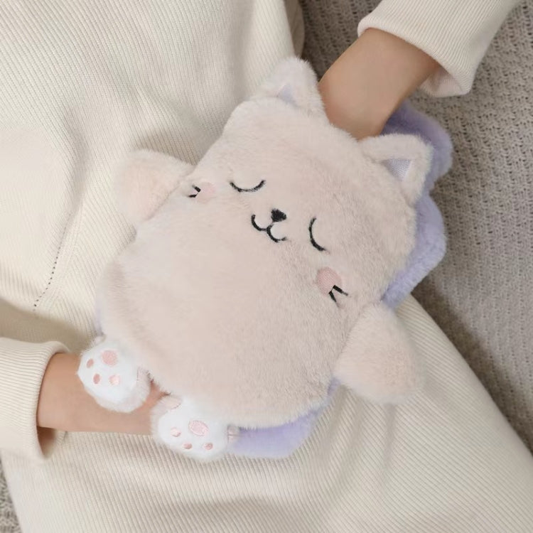 1L Hot Water Bag Dual Hands Plush Cute Hand Warmer