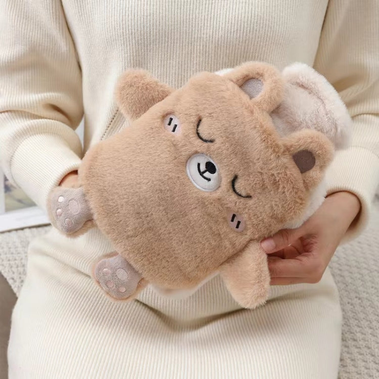 1L Hot Water Bag Dual Hands Plush Cute Hand Warmer