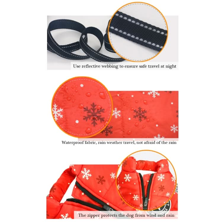 Christmas Dog Clothes Warm Pet Waterproof Reflective Tape Cotton Coat - Reluova