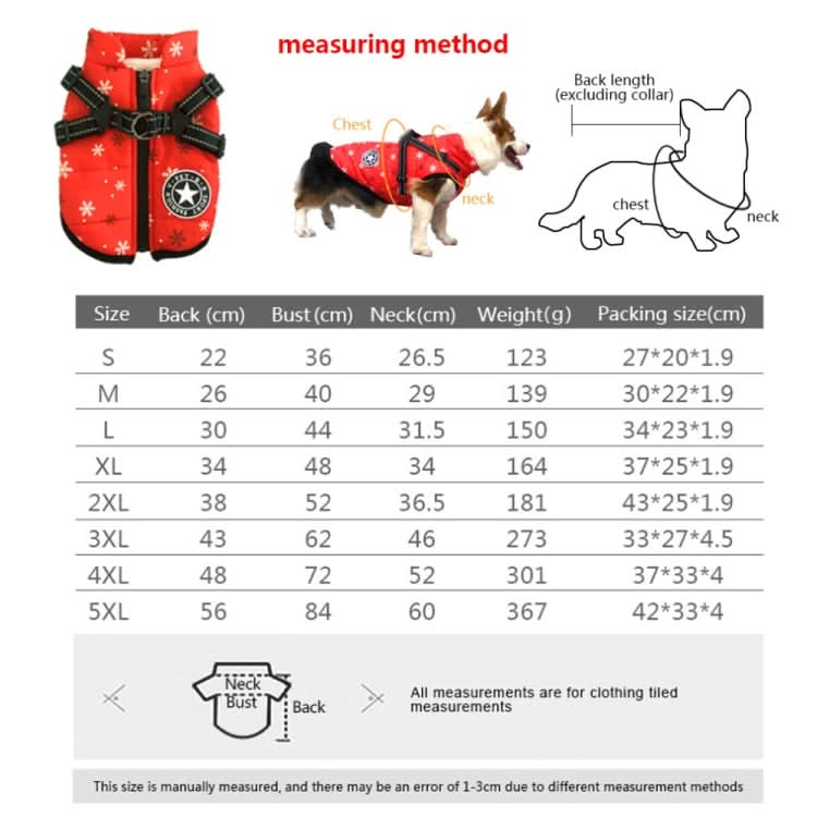 Christmas Dog Clothes Warm Pet Waterproof Reflective Tape Cotton Coat - Reluova