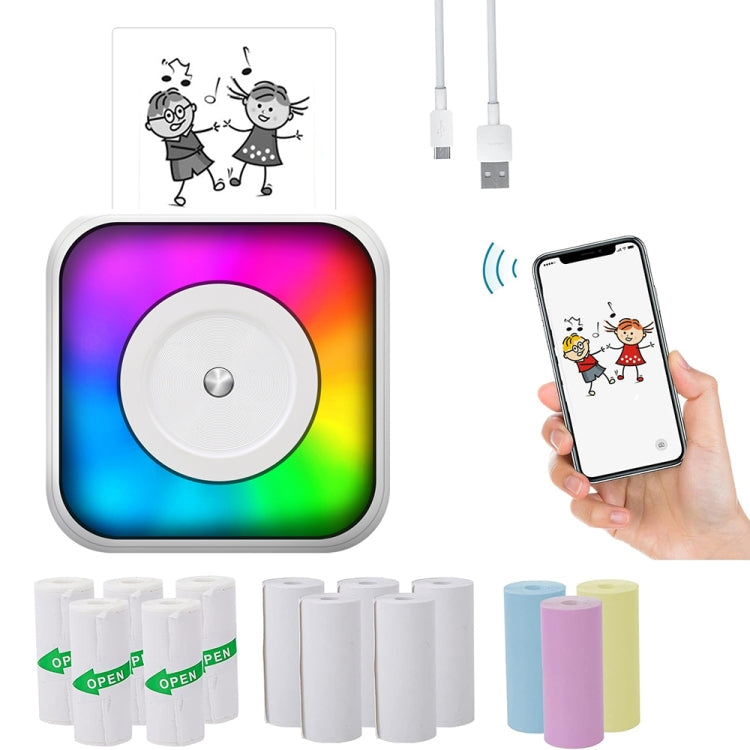 RGB Light Portable Mini Bluetooth Printer Inkless Document Label Printer