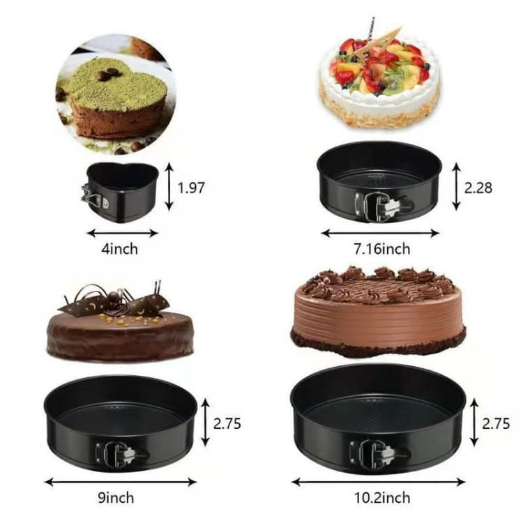 4 In 1 4 Inch /7 Inch /9 Inch /10 Inch  1 Heart and 3 Round Bakeware Cake Molds Baking Pans-Reluova