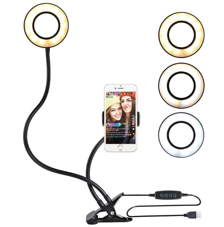 Selfie Ring Light With Cell Phone Holder 360 Rotating Flexible Arms For Live Stream Reluova