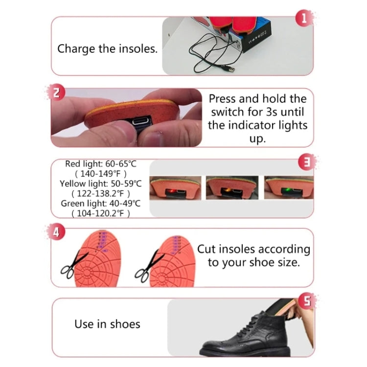 USB Charging Heating Insoles Size Cuttable and Washable Electric Foot Warmer Insoles My Store