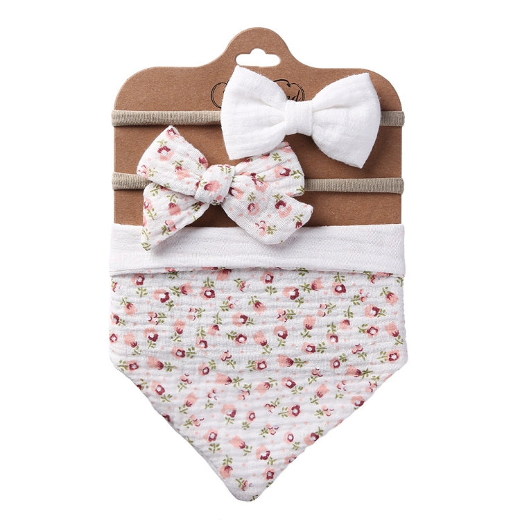 3 In 1 Baby Drooling Towel Cotton Printed Double Sided Triangle Towel Headband Set Waterproof Bibs My Store