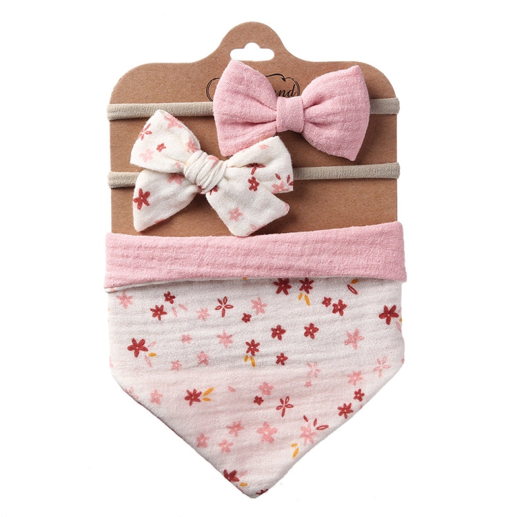 3 In 1 Baby Drooling Towel Cotton Printed Double Sided Triangle Towel Headband Set Waterproof Bibs My Store