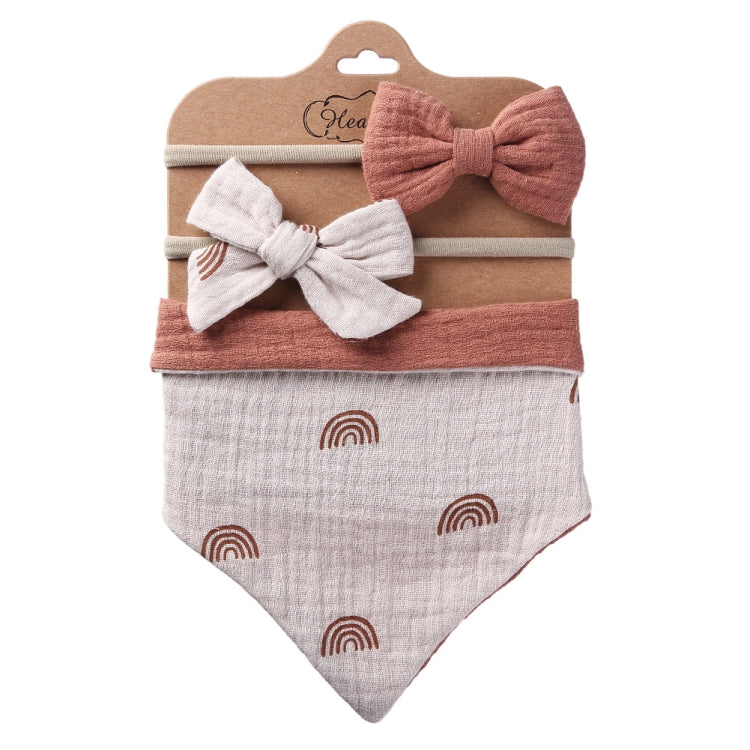 3 In 1 Baby Drooling Towel Cotton Printed Double Sided Triangle Towel Headband Set Waterproof Bibs My Store