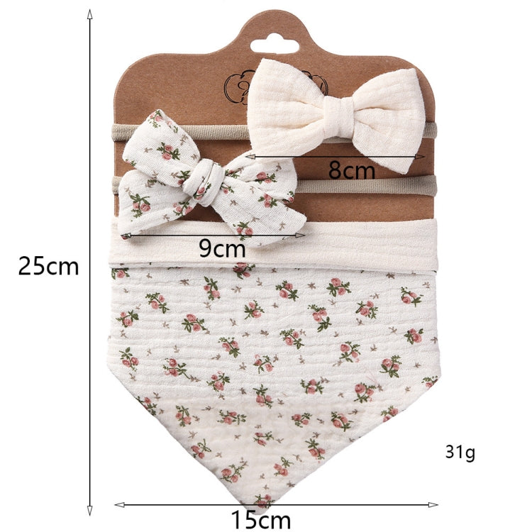 3 In 1 Baby Drooling Towel Cotton Printed Double Sided Triangle Towel Headband Set Waterproof Bibs My Store