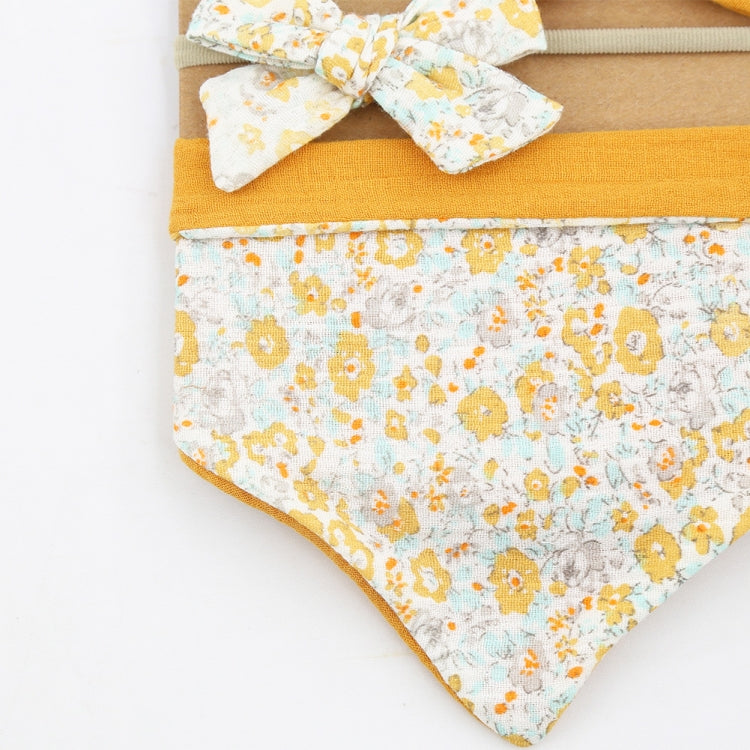 3 In 1 Baby Drooling Towel Cotton Printed Double Sided Triangle Towel Headband Set Waterproof Bibs My Store