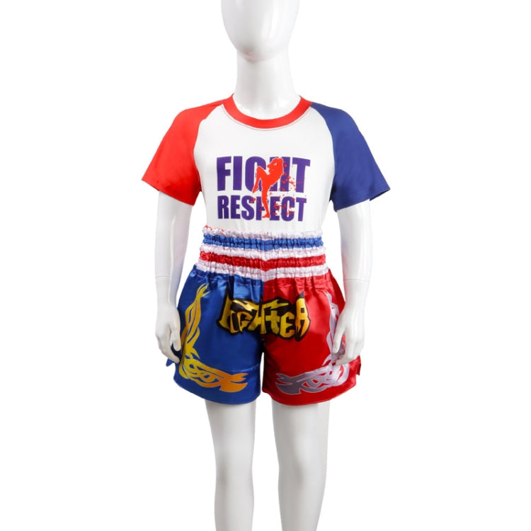 ZhuoAo Boxing Costumes Kids Sparring Fighting Shorts Muay Thai Free Fighting Tights Set, Series 1