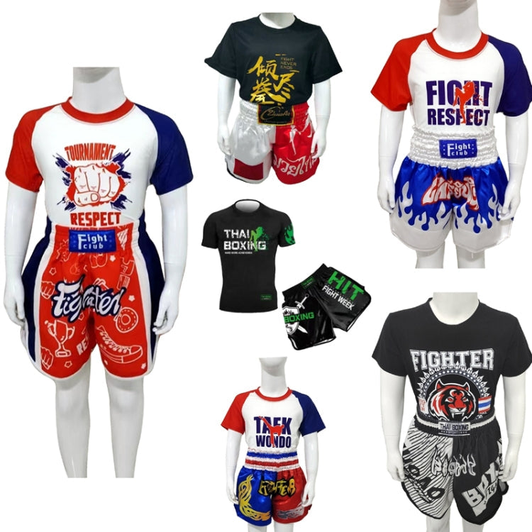 ZhuoAo Boxing Costumes Kids Sparring Fighting Shorts Muay Thai Free Fighting Tights Set, Series 2