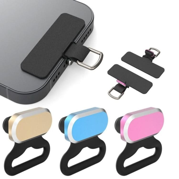 2 In 1 Phone Charging Port Silicone Dust Plug + Lanyard Patch Set