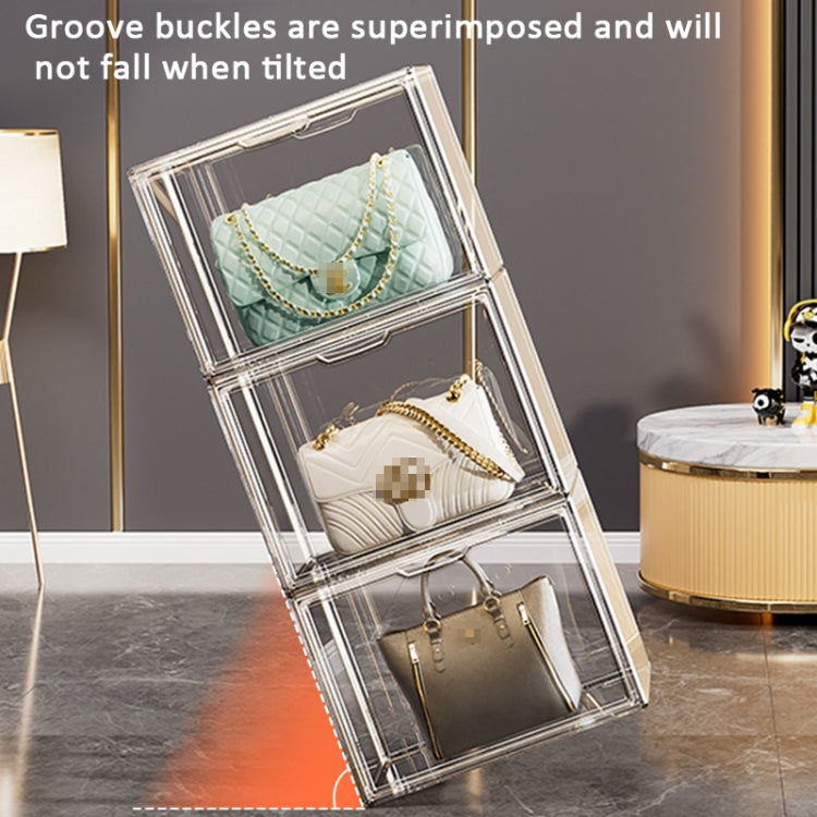 Stackable Transparent Storage Box Magnetic Suction Bookcase Handbag Display Rack My Store