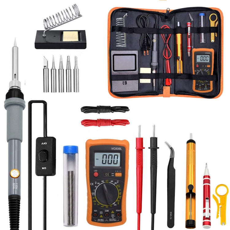 19 in 1 60W Adjustable Temperature Soldering Iron Multimeter Tool Set