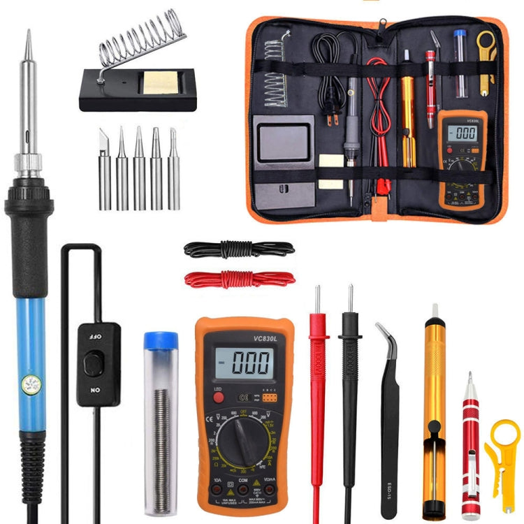 19 in 1 60W Adjustable Temperature Soldering Iron Multimeter Tool Set