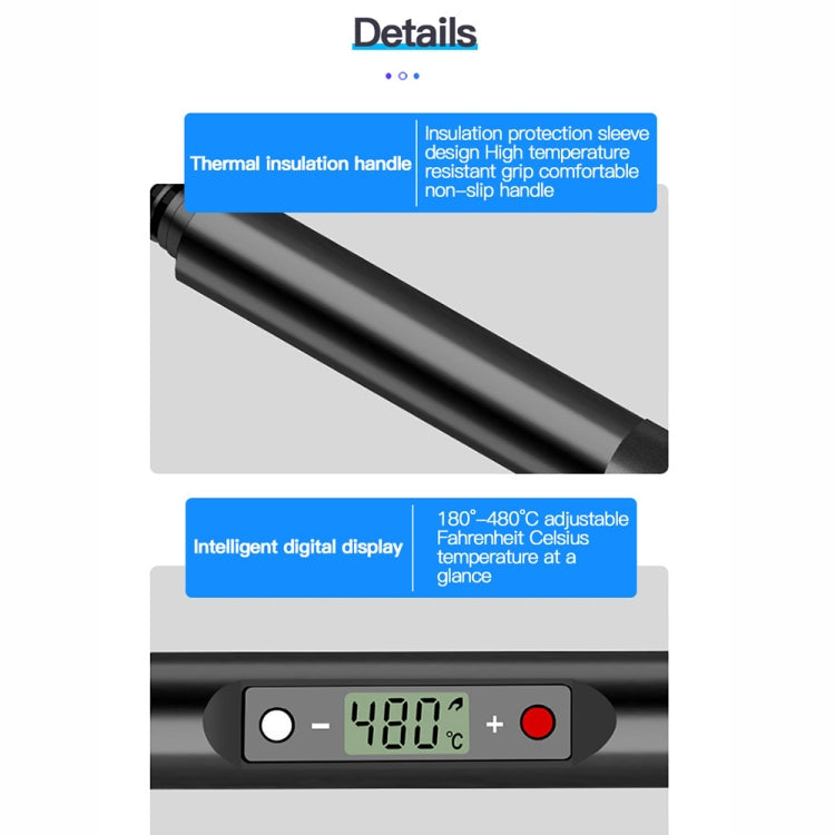 10pcs/ Set 80W Internal Heating Welding Digital Display Soldering Iron Temperature Adjustment Set