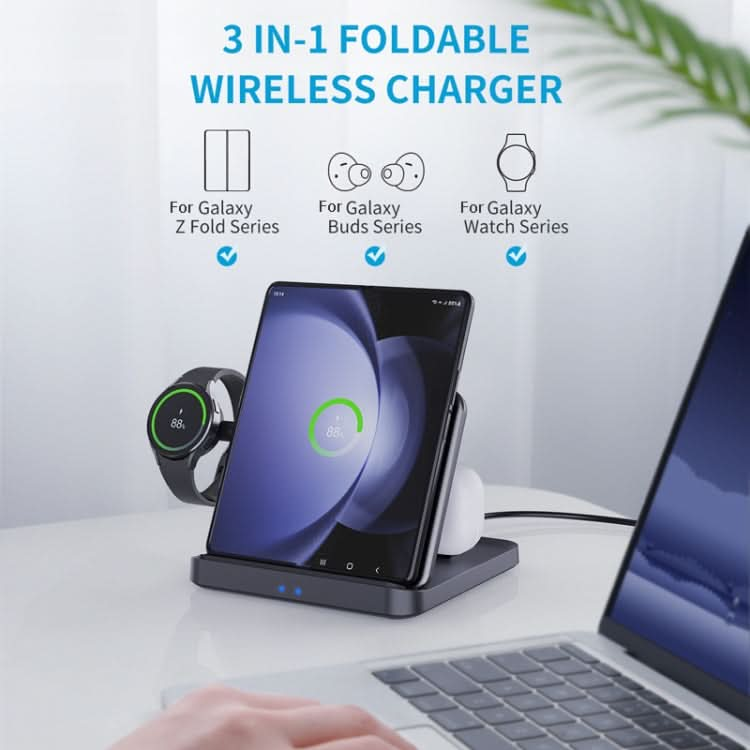 3 In 1 Wireless Charger For Samsung Galaxy Z Fold Mobile Phone Earphones & Smart Watches