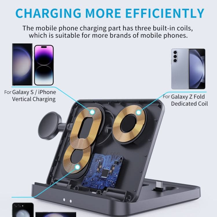 3 In 1 Wireless Charger For Samsung Galaxy Z Fold Mobile Phone Earphones & Smart Watches