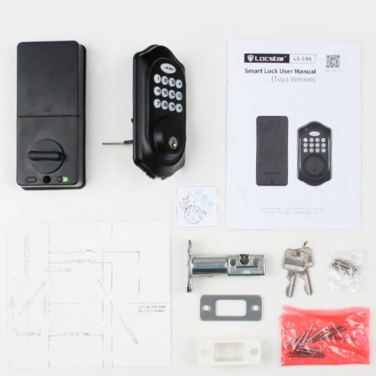 LOCSTAR C88 Bluetooth Remote Tuya Automatic Smart Electronic Password Door Lock Reluova