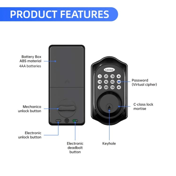 LOCSTAR C88 Bluetooth Remote Tuya Automatic Smart Electronic Password Door Lock Reluova