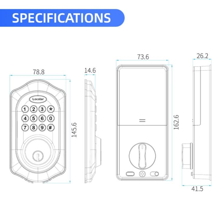 LOCSTAR C88 Bluetooth Remote Tuya Automatic Smart Electronic Password Door Lock Reluova