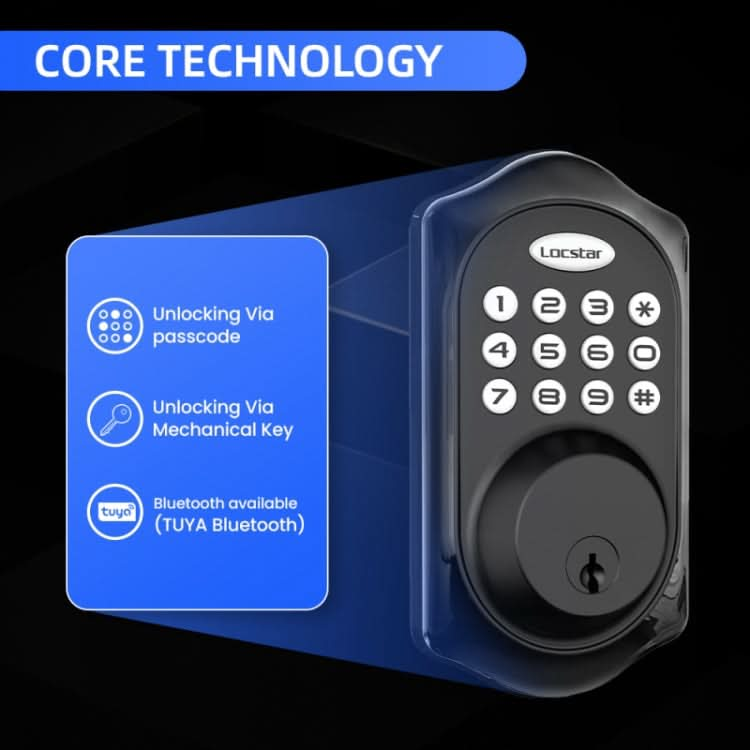 LOCSTAR C88 Bluetooth Remote Tuya Automatic Smart Electronic Password Door Lock Reluova