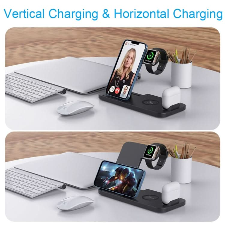 4-in-1 Foldable Desktop Mobile Phone Watch Earphones Wireless Charger