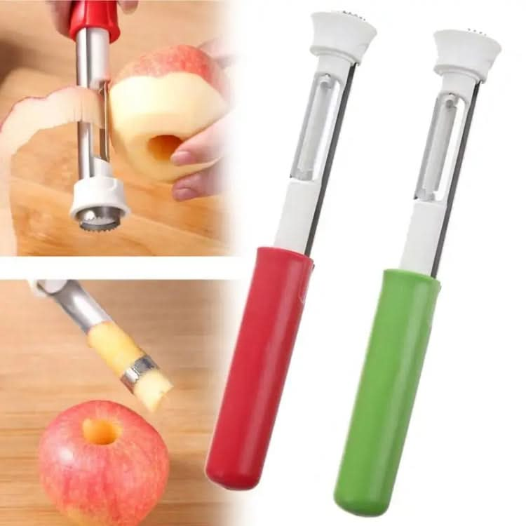 2 In 1 Fruit Peeling & Core Pumping Tool Stainless Steel Vegetable Corer(Red White)-Reluova