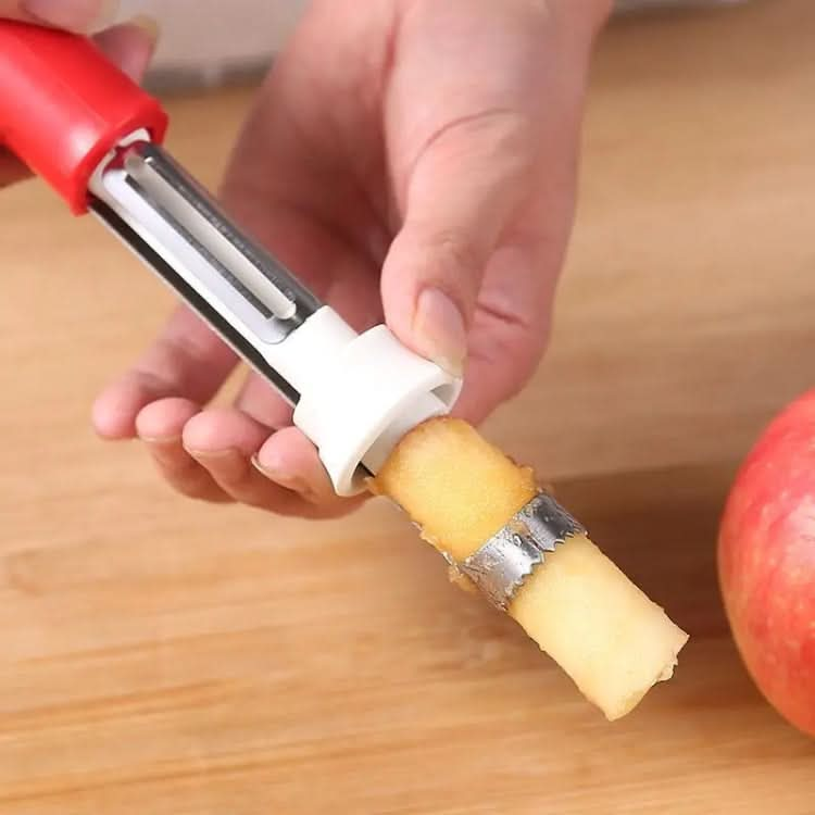 2 In 1 Fruit Peeling & Core Pumping Tool Stainless Steel Vegetable Corer(Red White)-Reluova