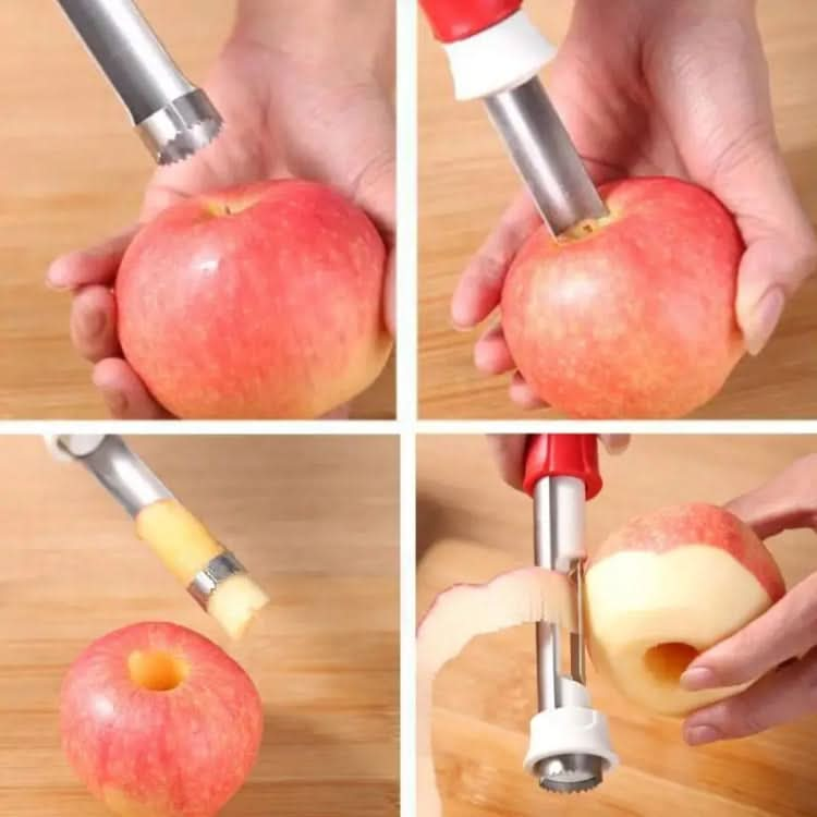 2 In 1 Fruit Peeling & Core Pumping Tool Stainless Steel Vegetable Corer(Red White)-Reluova