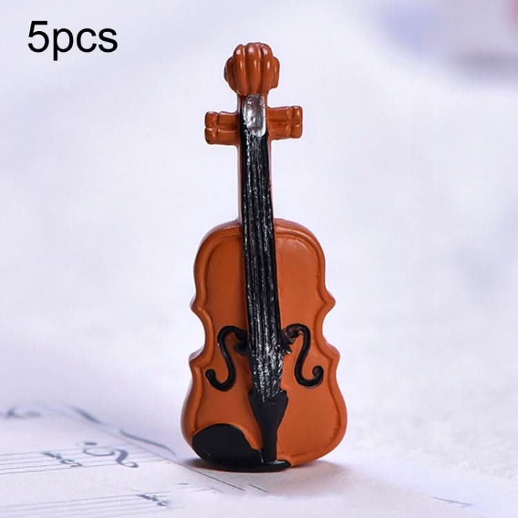 5pcs Micro Landscape Simulation Musical Instrument Resin Ornament Miniature Desktop Decoration, Style: No.9 Violin-Reluova