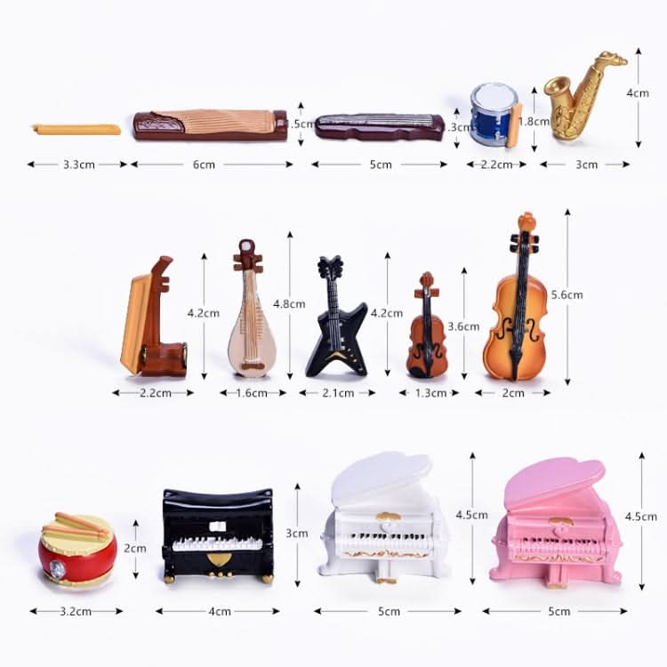 5pcs Micro Landscape Simulation Musical Instrument Resin Ornament Miniature Desktop Decoration, Style: No.4 Jazz Drum-Reluova