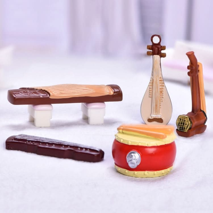 5pcs Micro Landscape Simulation Musical Instrument Resin Ornament Miniature Desktop Decoration, Style: No.4 Jazz Drum-Reluova