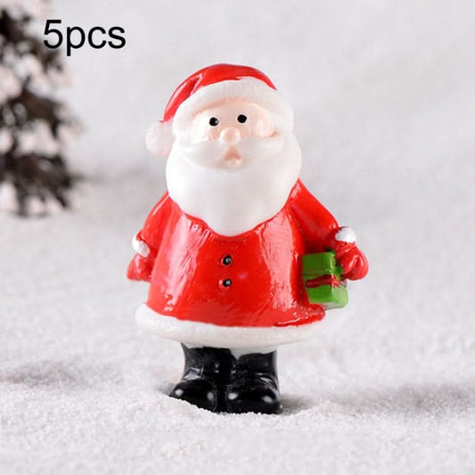 5pcs Christmas Decoration Accessories Micro Landscape Christmas Gift Resin Small Ornament, Style: Santa No.3-Reluova