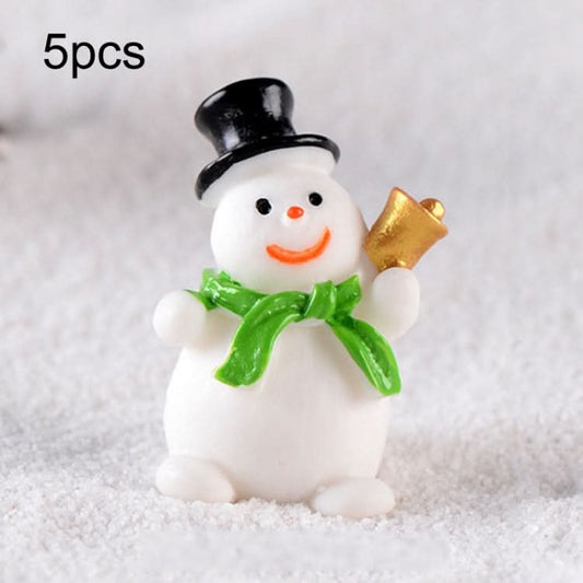 5pcs Christmas Decoration Accessories Micro Landscape Christmas Gift Resin Small Ornament, Style: Christmas Snowman No.8-Reluova