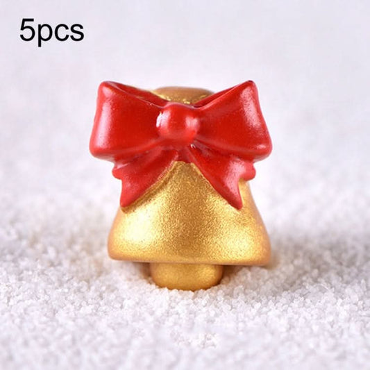 5pcs Christmas Decoration Accessories Micro Landscape Christmas Gift Resin Small Ornament, Style: Bell No.10-Reluova