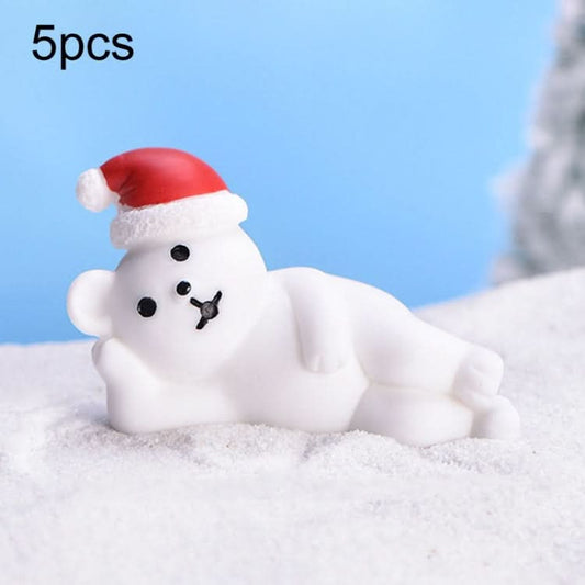 5pcs Christmas Cute Micro Landscape DIY Bonsai Decoration Snowscape Ornament, Style: No.18 Lying Bear-Reluova