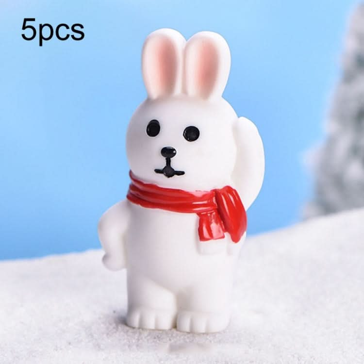 5pcs Christmas Cute Micro Landscape DIY Bonsai Decoration Snowscape Ornament, Style: No.19 Scarf Rabbit-Reluova