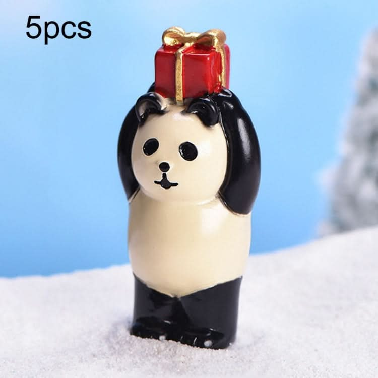 5pcs Christmas Cute Micro Landscape DIY Bonsai Decoration Snowscape Ornament, Style: No.20 Gift Box Panda-Reluova