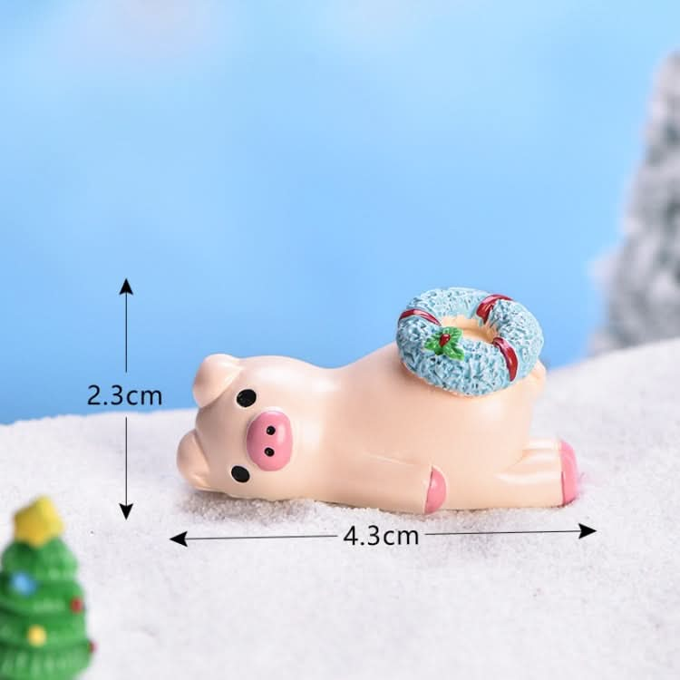 5pcs Christmas Cute Micro Landscape DIY Bonsai Decoration Snowscape Ornament, Style: No.21 Lying Pork-Reluova