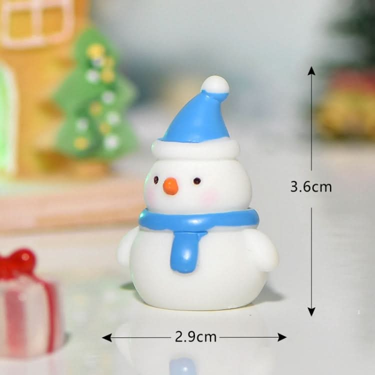 5pcs Christmas Micro Landscape Snowscape Decoration Accessories Christmas Resin Ornament, Style: No.3 Blue Hat Snowman-Reluova