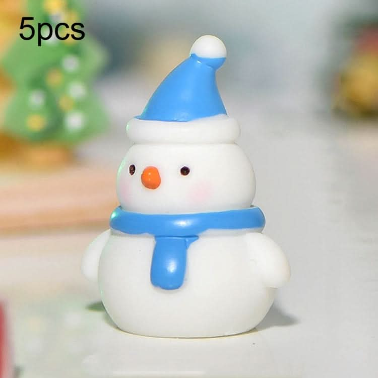 5pcs Christmas Micro Landscape Snowscape Decoration Accessories Christmas Resin Ornament, Style: No.3 Blue Hat Snowman-Reluova