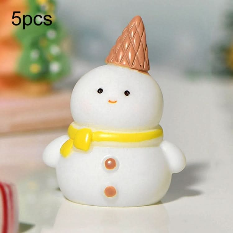 5pcs Christmas Micro Landscape Snowscape Decoration Accessories Christmas Resin Ornament, Style: No.5 Huang Scarf Snowman-Reluova