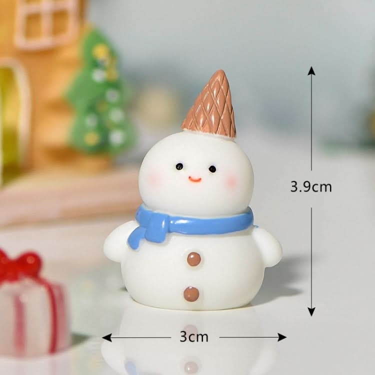 5pcs Christmas Micro Landscape Snowscape Decoration Accessories Christmas Resin Ornament, Style: No.6 Blue Scarf Snowman-Reluova