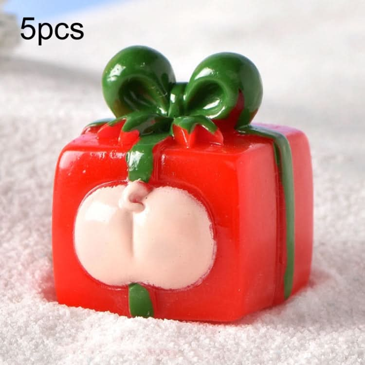 5pcs Christmas Micro Landscape Snowscape Decoration Accessories Christmas Resin Ornament, Style: No.10 Ass Red Green Gift Box-Reluova