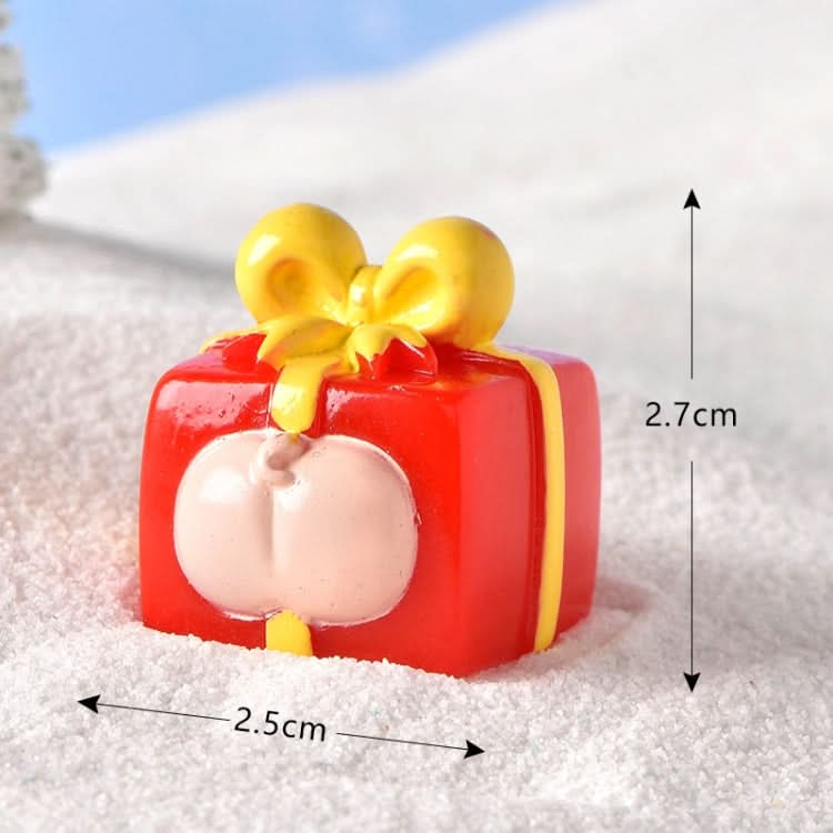 5pcs Christmas Micro Landscape Snowscape Decoration Accessories Christmas Resin Ornament, Style: No.11 Ass Red Yellow Gift Box-Reluova